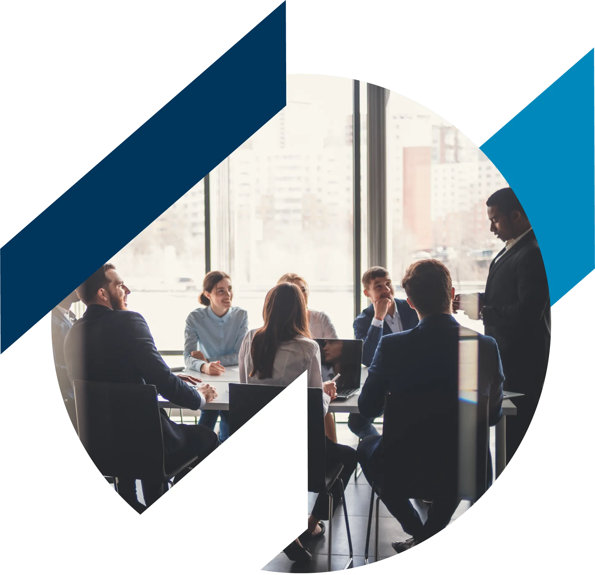 decorative image of a corporate teem in a meeting