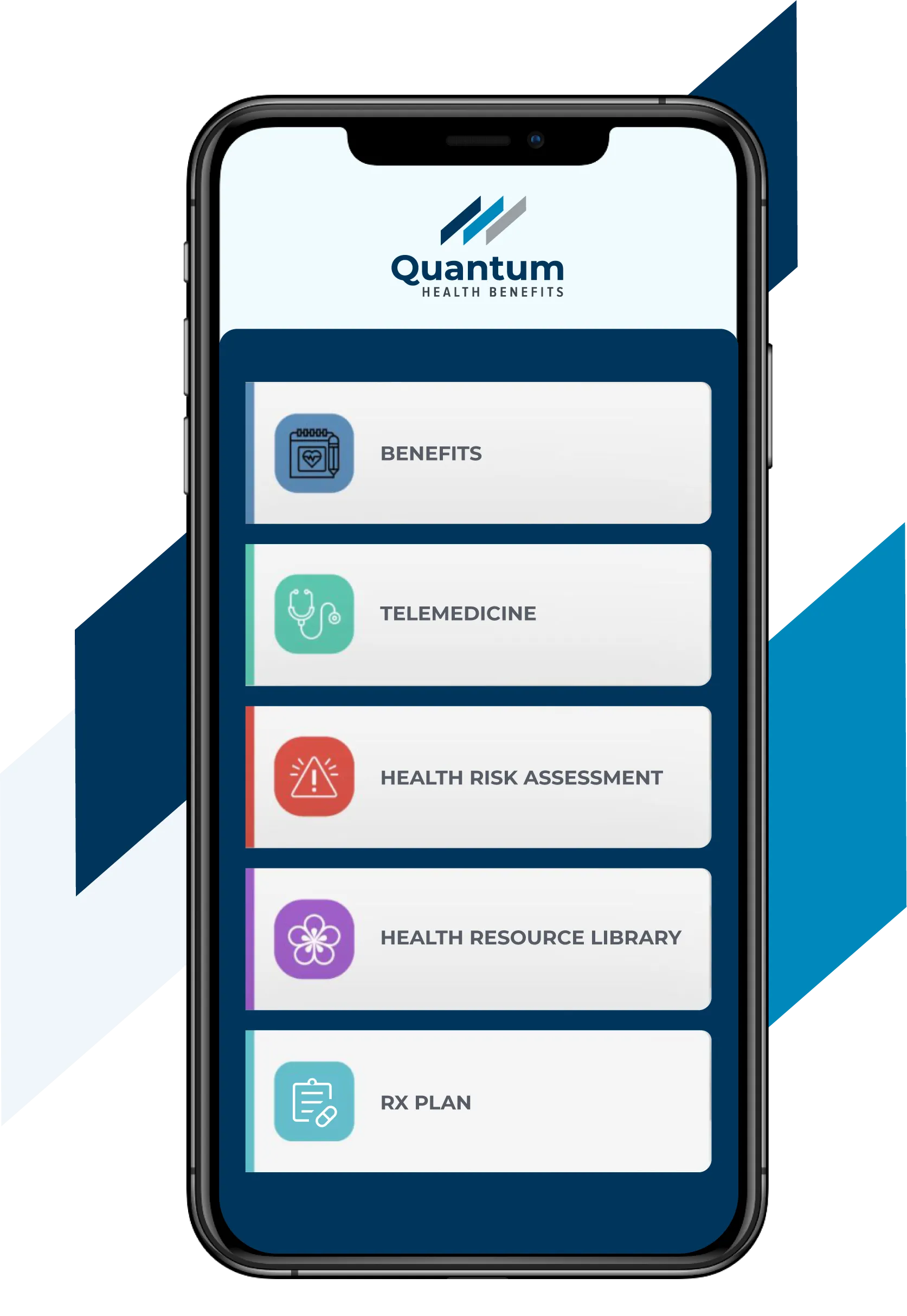 mobile phone showing Quantum's app