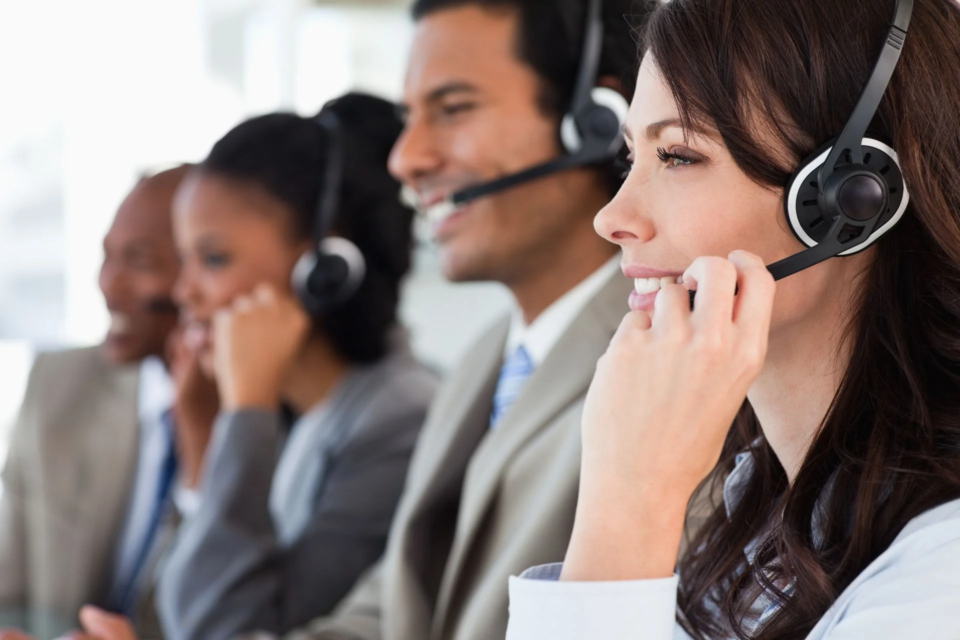 call center representatives smiling
